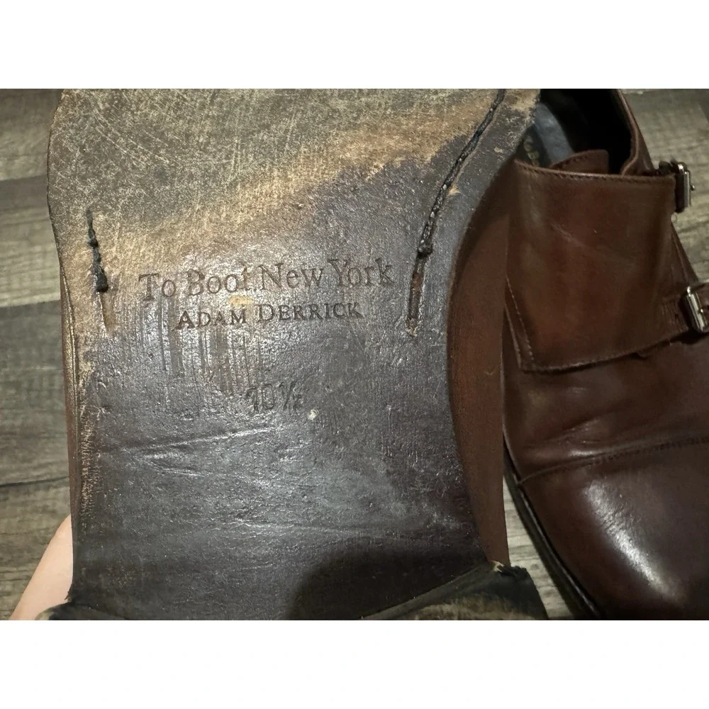 To Boot New York Brown Leather Double Monk Strap Shoes Mens Size 10.5 Made Italy